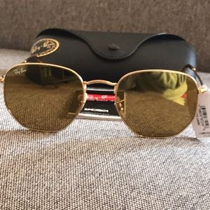 Ray-Ban hexagonal mirror lense gold sunglasses